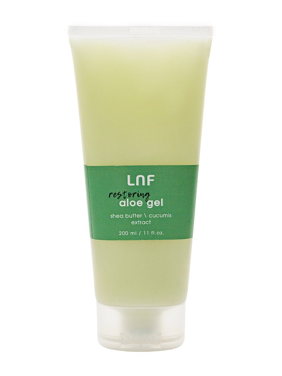 Tube of aloe gel with a green label on a white background