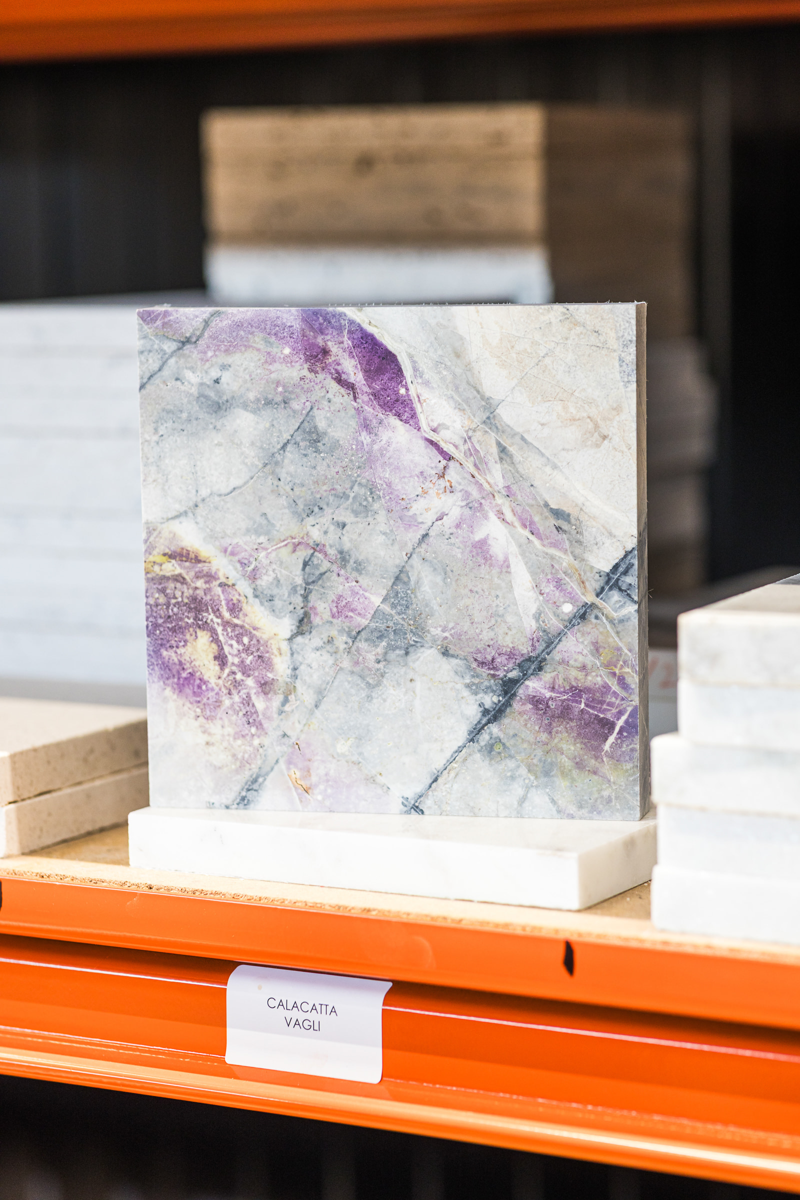 Stone samples on shelving — Interior Photography, Brussels