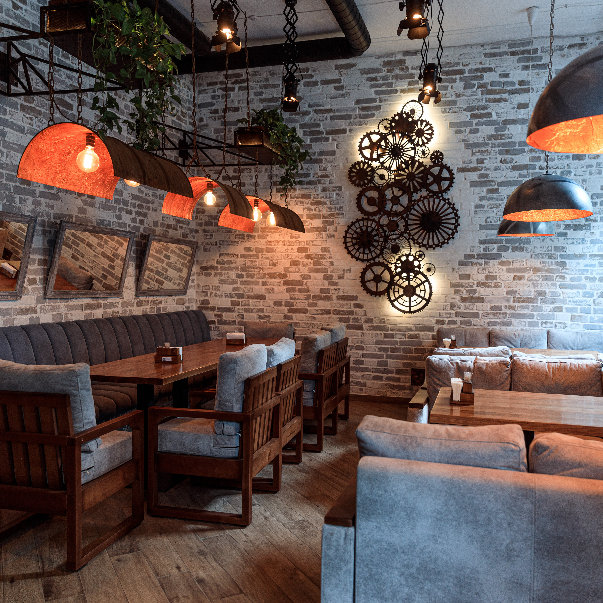 Seating along the brick wall — Interior Photography, Brussels
