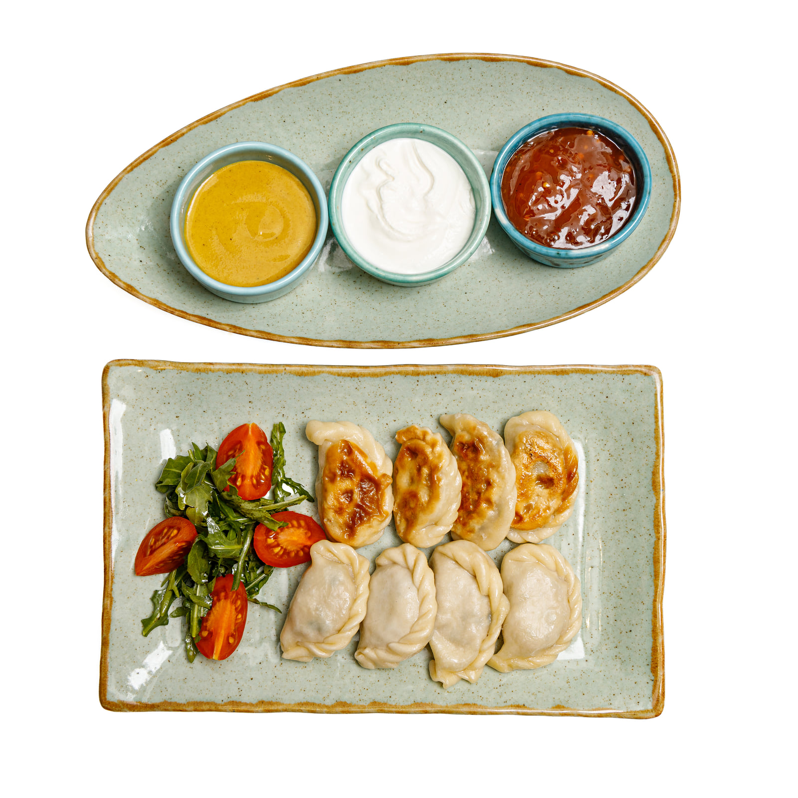 Dumplings with three sauces — Food and Restaurant Photography, Brussels