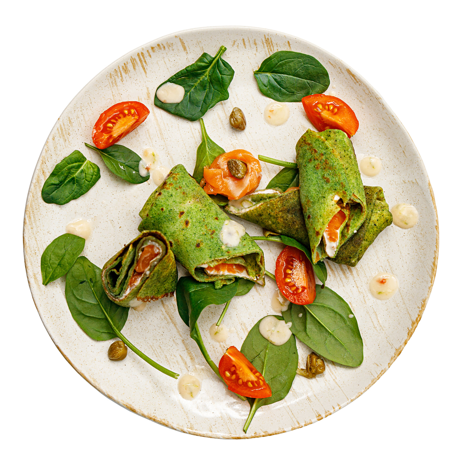Spinach crêpes with salmon — Food and Restaurant Photography, Brussels